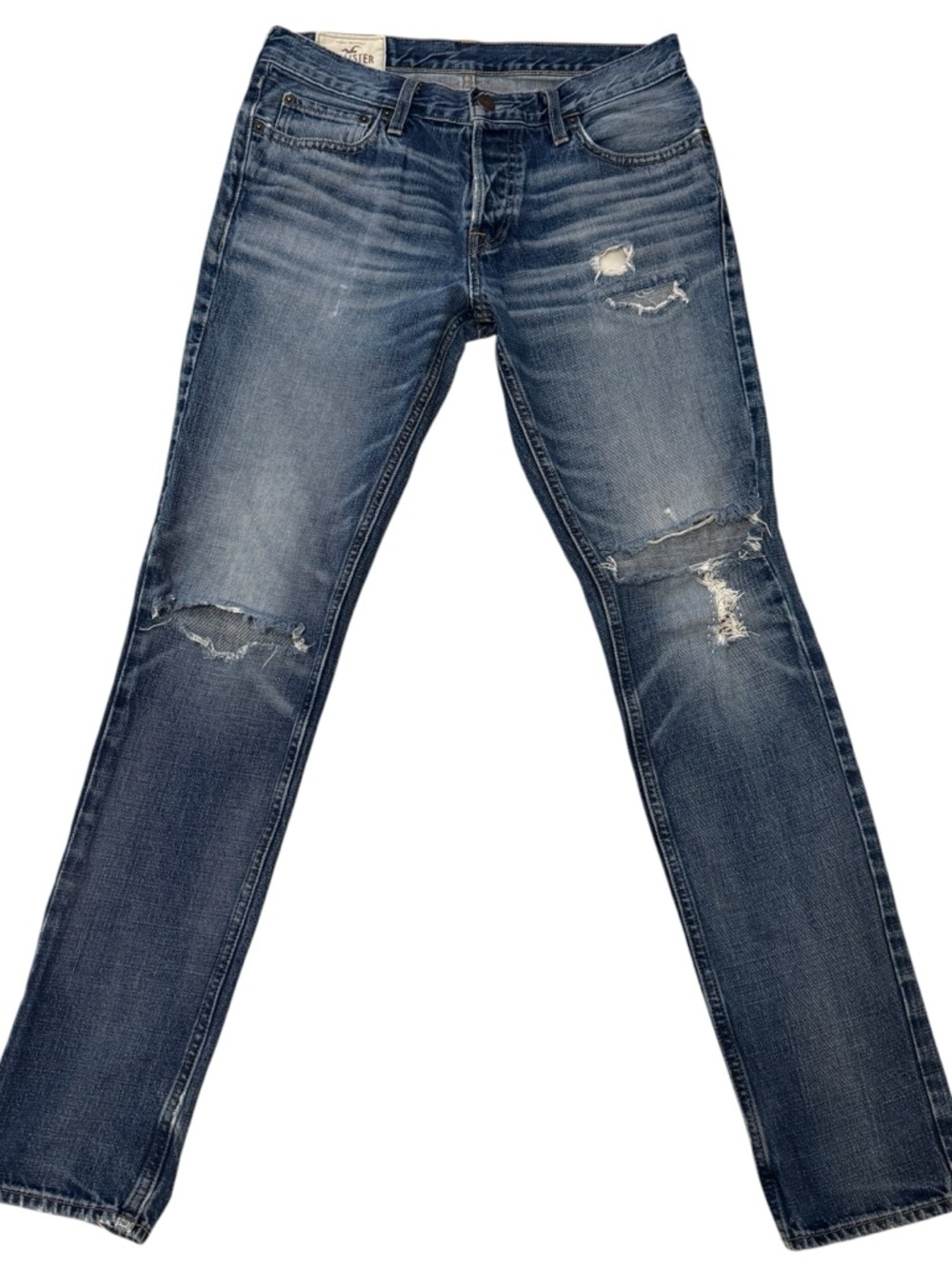 Original Y2K The Hollister Skinny‎ Dark Blue Distressed Button up Denim Jeans 30